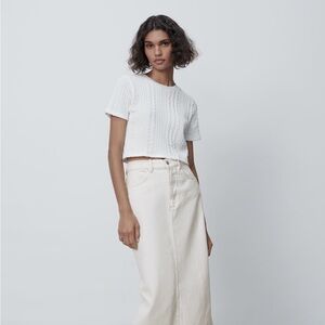 Zara jacquard cropped top in white size small
